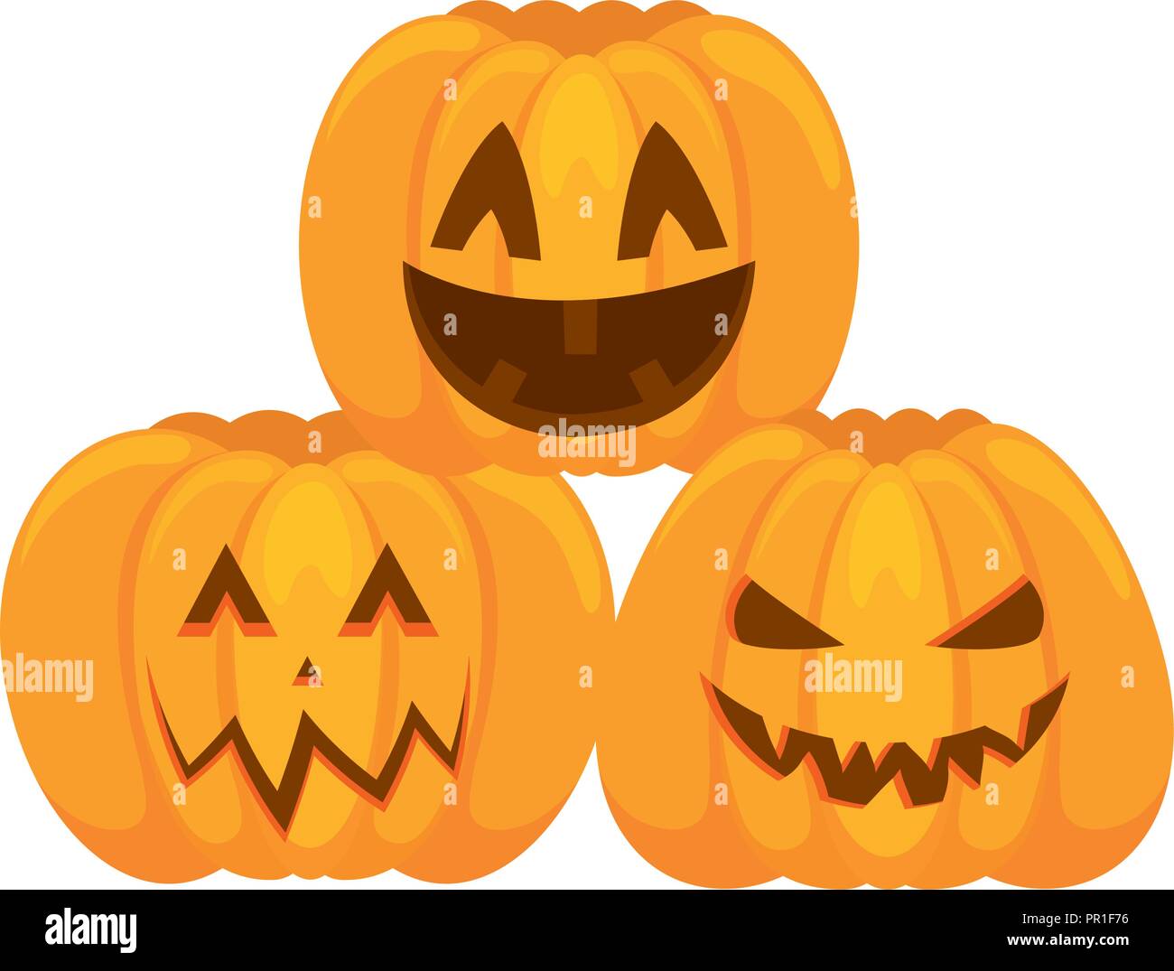 halloween pumpkins over white background, vector illustration Stock Vector