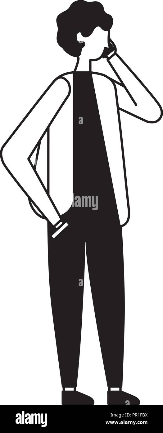 young man using smartphone device vector illustration Stock Vector ...