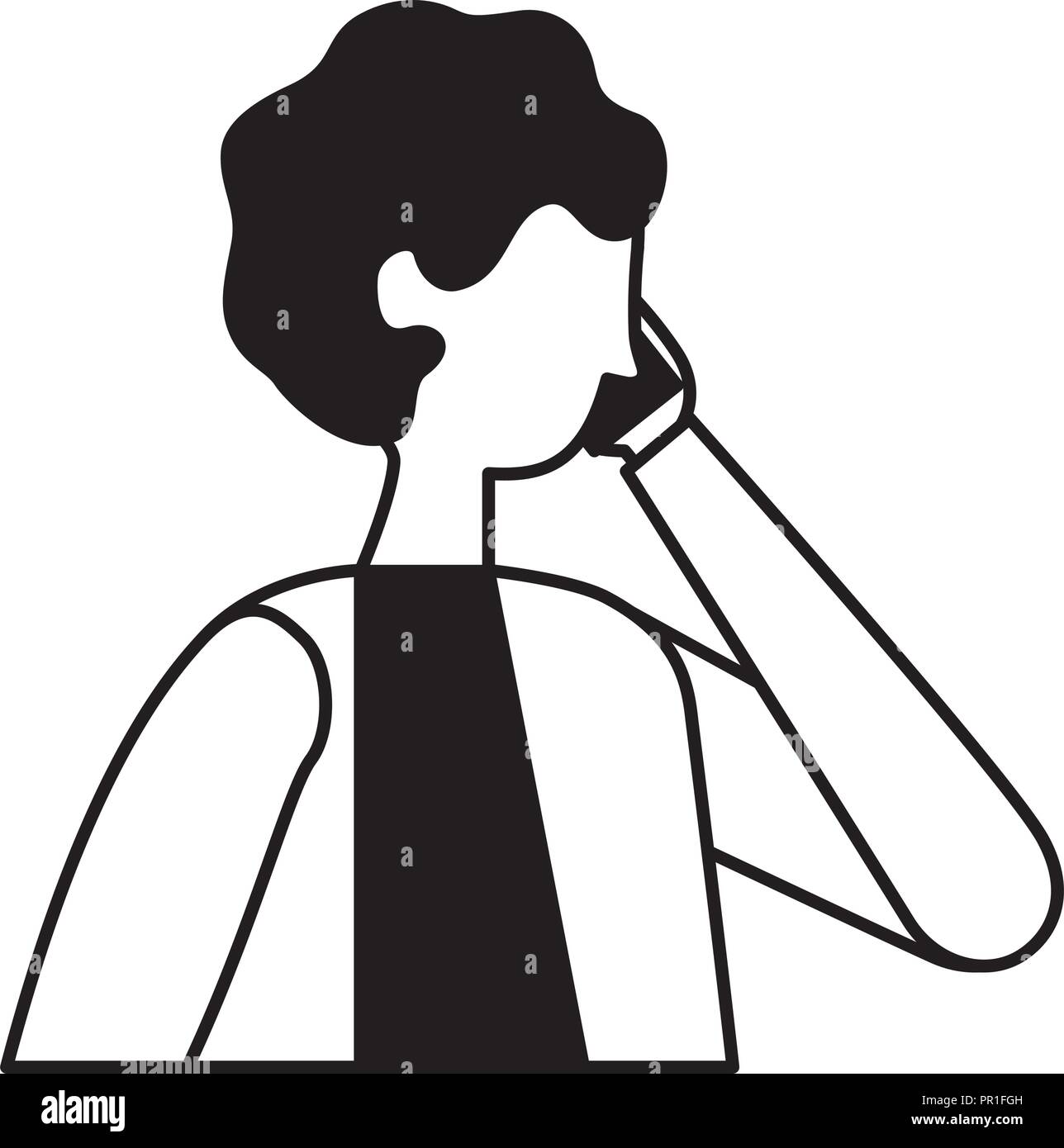 young man using smartphone device vector illustration Stock Vector ...