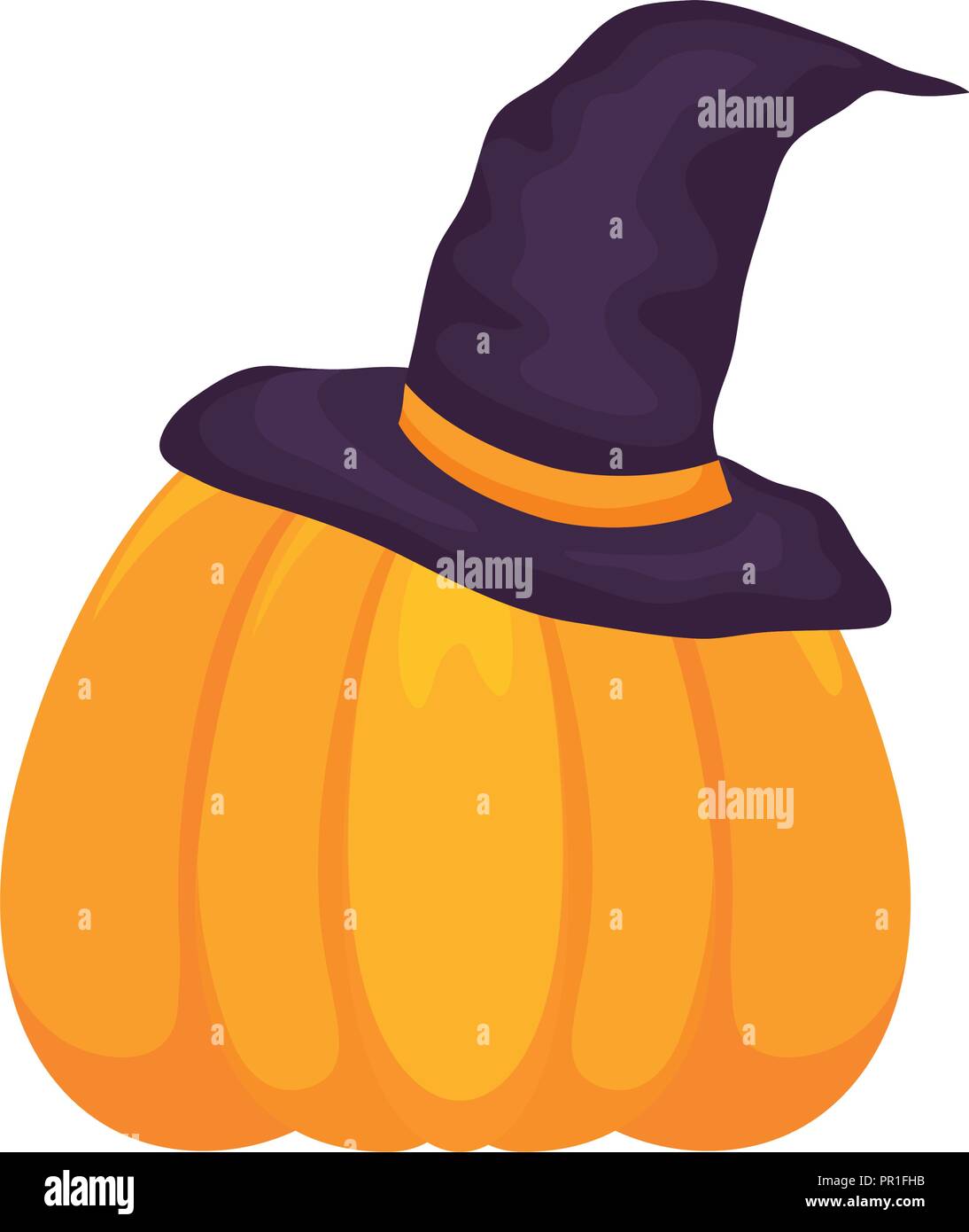 halloween pumpkin with witch hat over white background, vector ...