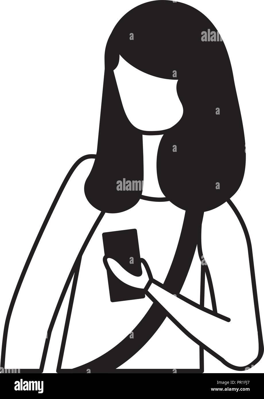woman character using smartphone device vector illustration Stock ...