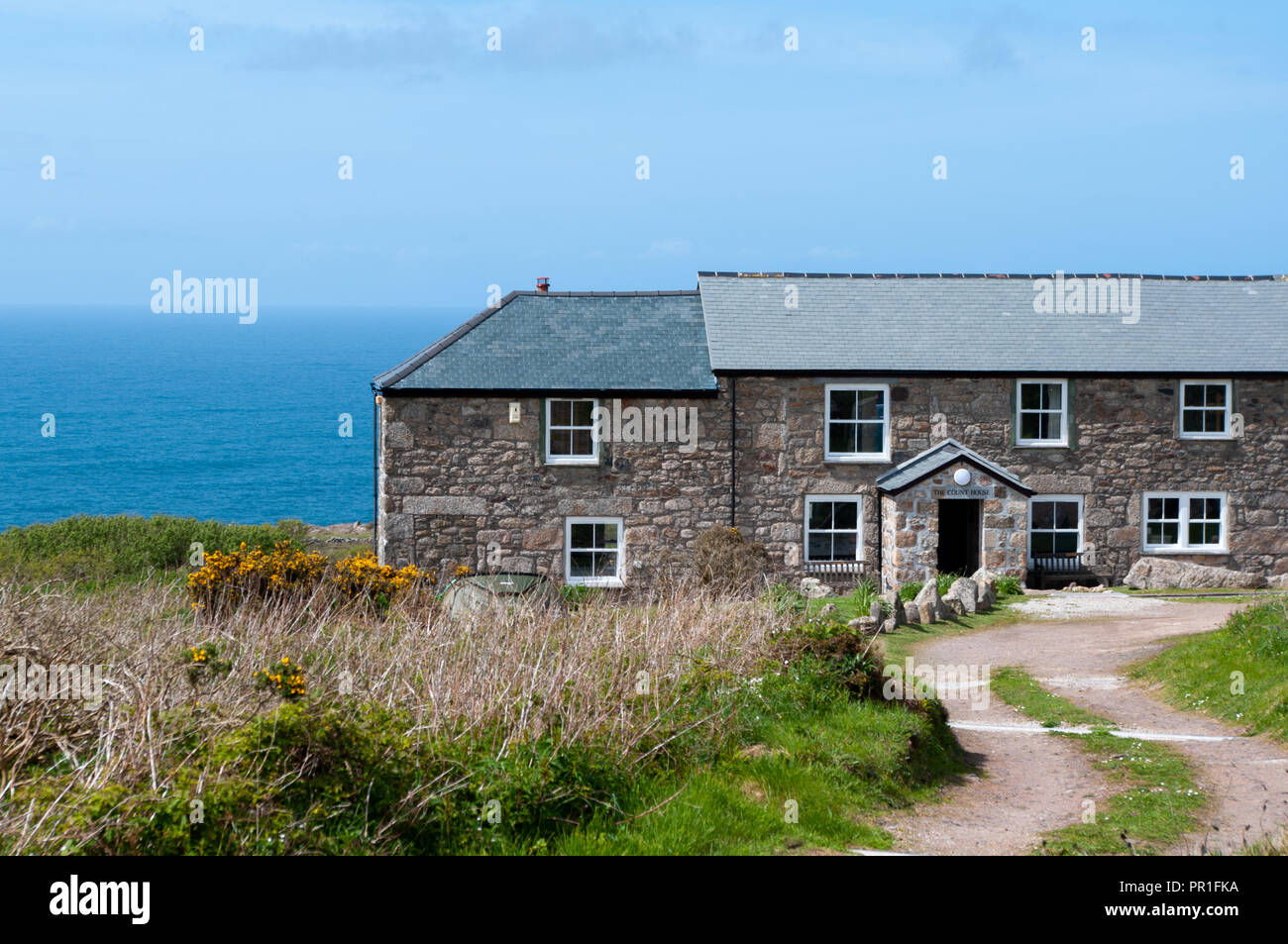 The Count House of Carn Galver tin mine in Cornwall. Other names Wheal Rose, Rosemergy. Stock Photo