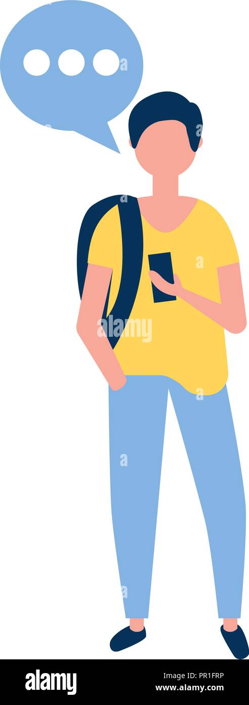 young man using smartphone device vector illustration Stock Vector ...