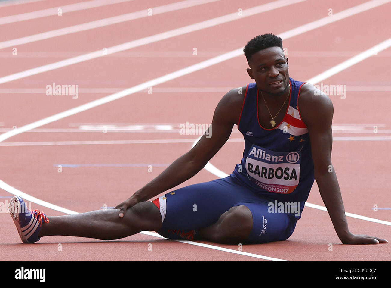 Gracelino Tavares BARBOSA of Cape Verde in the Men's 400m T20 heats at the World Para Championships in London 2017 Stock Photo