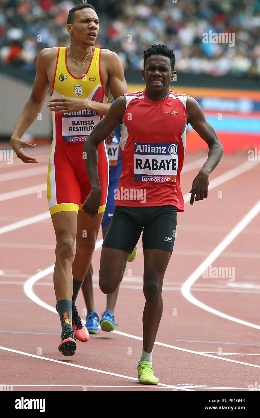 Louis Denovan Jason RABAYE of Mauritius in the Men's 400m T20 heats at the World Para Championships in London 2017 Stock Photo