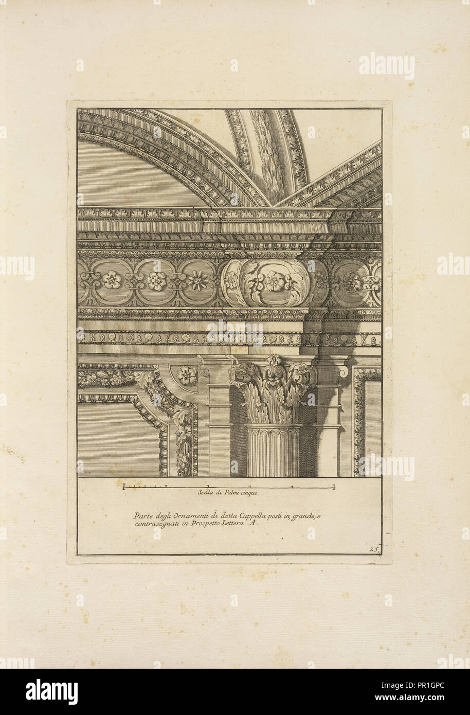 Parte degli ornamenti di detta cappella posti in grande, Stvdio d'architettvra civile sopra gli ornamenti di porte e finestre Stock Photo