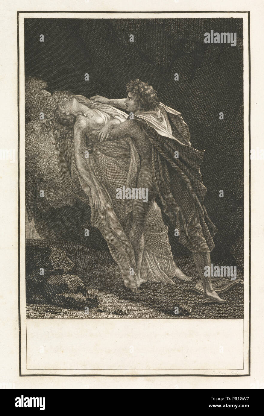 Orpheus and Eurydice, Works, Girodet-Trioson, Anne-Louis, 1767-1824, Gérard, François-Pascal-Simon, 1770-1837, Virgil, Engraving Stock Photo