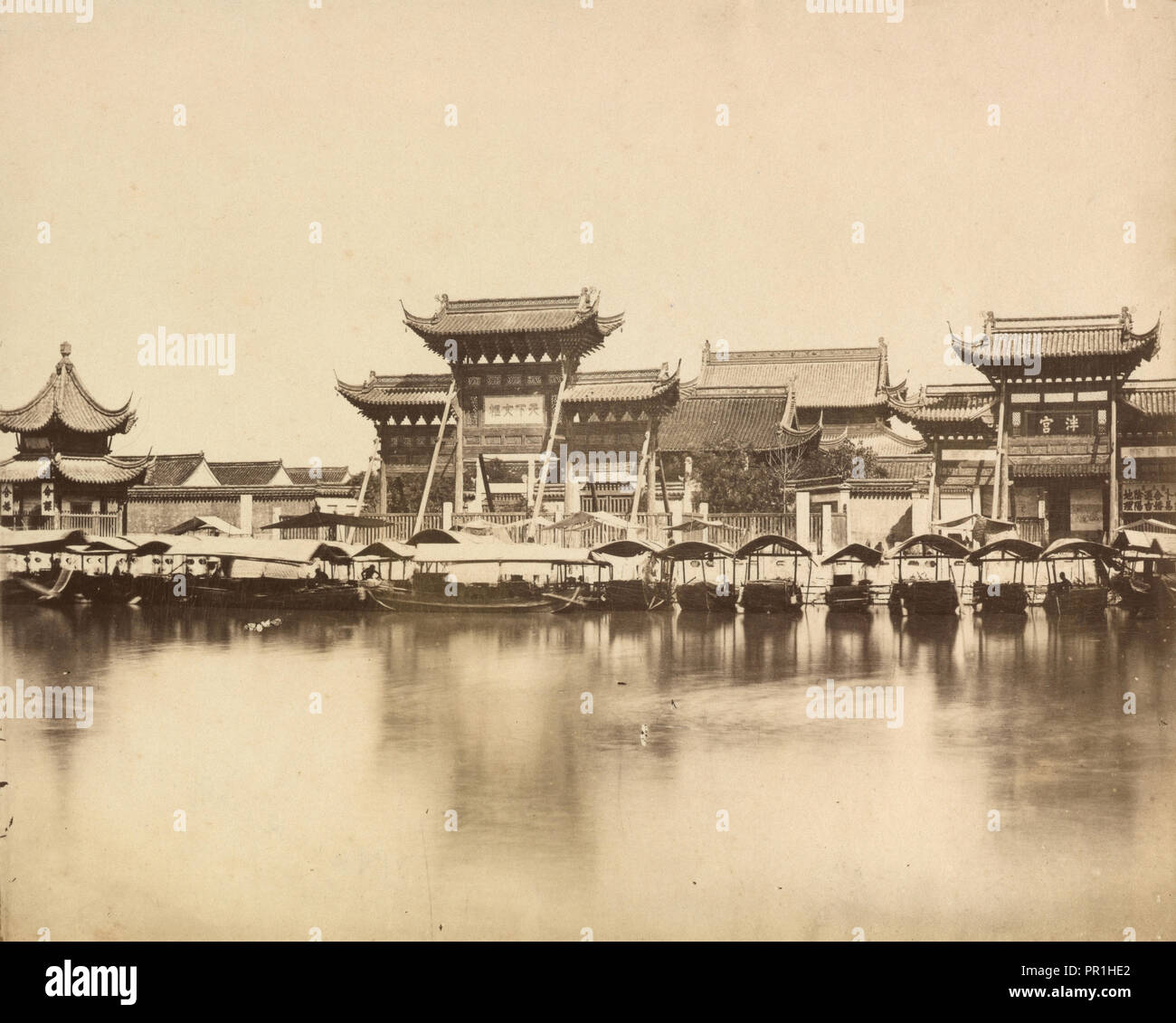Temple on the water, Nanking, Views and scenes of China, Pow Kee, attrib., Albumen, 189 Stock Photo
