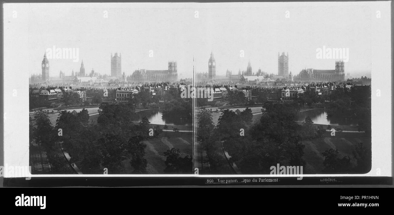 Londres, Vue panoramique du parlement, Londres, Nekes collection of optical devices, prints and games Stock Photo