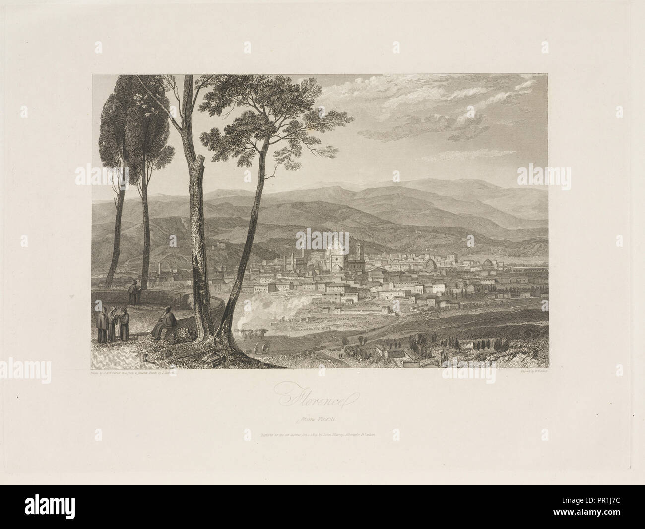 Florence from Fiesole, A picturesque tour of Italy, from drawings made in 1816-1817, Hakewill, James, 1778-1843, Smith, William Stock Photo