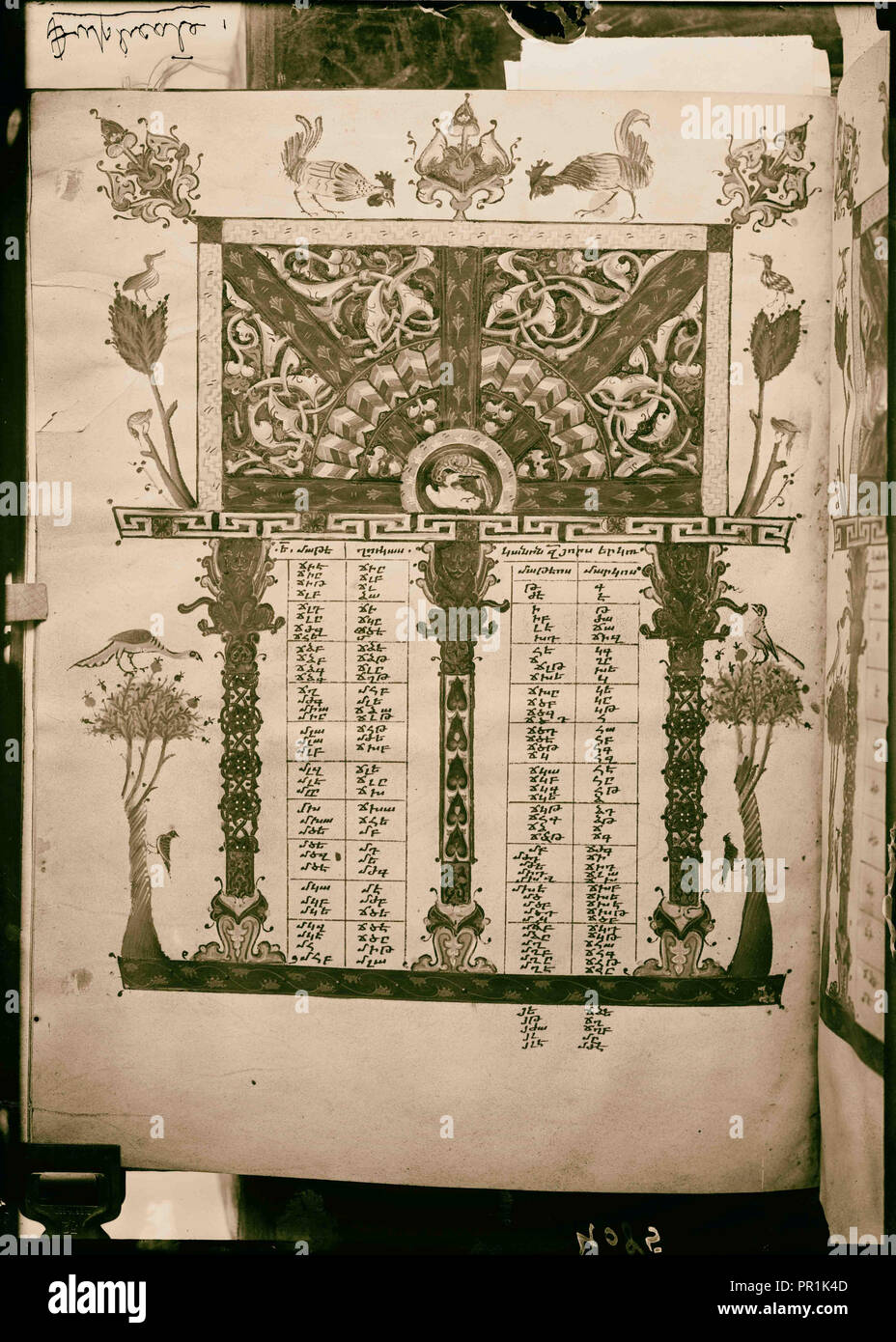 Various subjects of archaeological interest Illuminated frontis-page of an Armenian manuscript. Written 1260 A.D. 1920, Middle Stock Photo