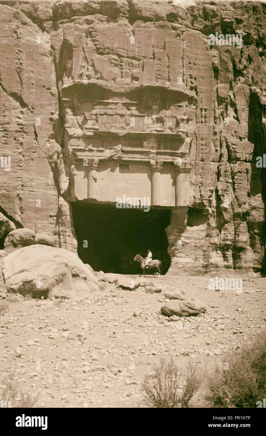Petra Inscriptions Petra (Wadi Musa). El-M'esrah area. Corniced tomb with Nabatean ...