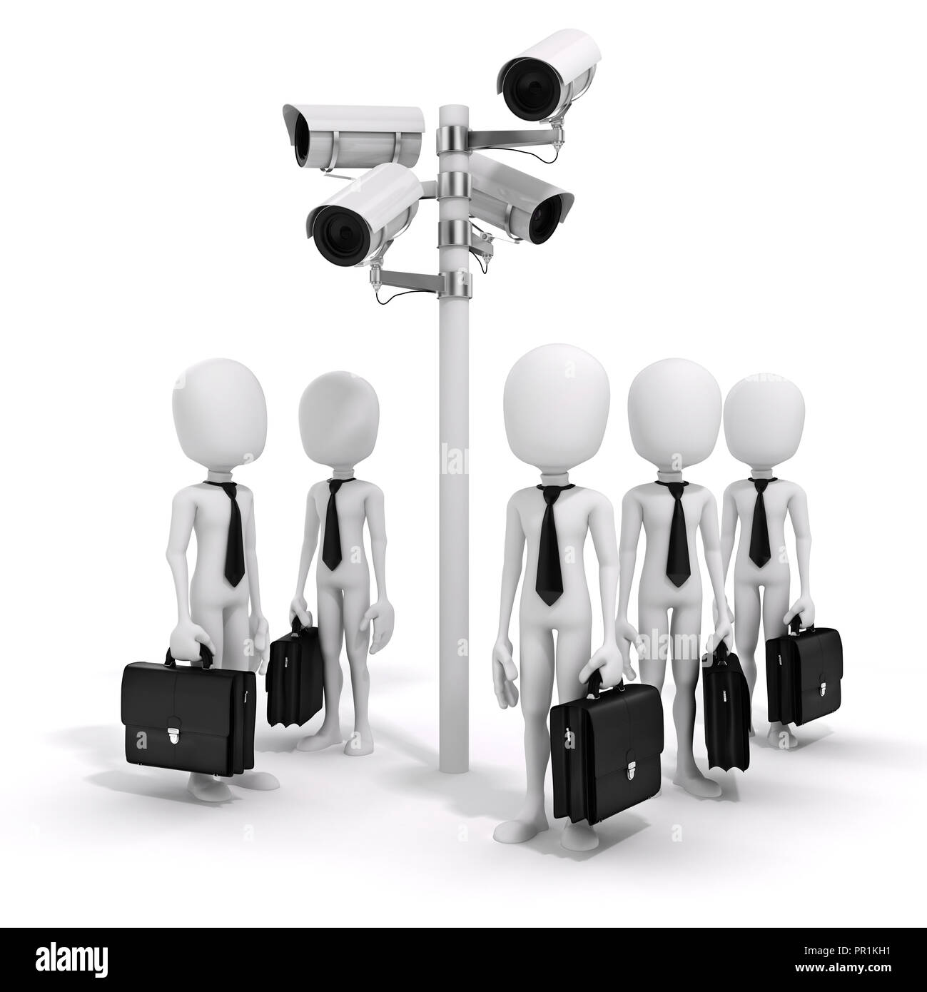 3d man, businessman and security camera Stock Photo