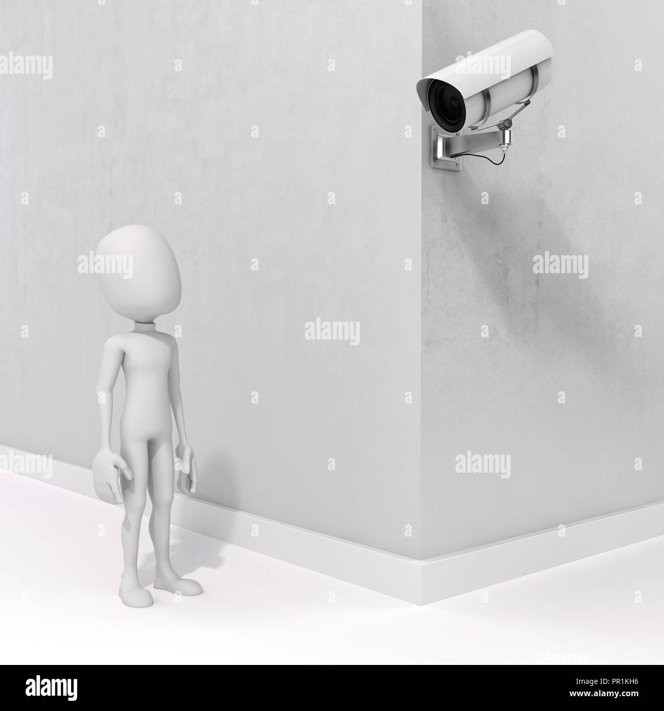 3d man and security camera Stock Photo