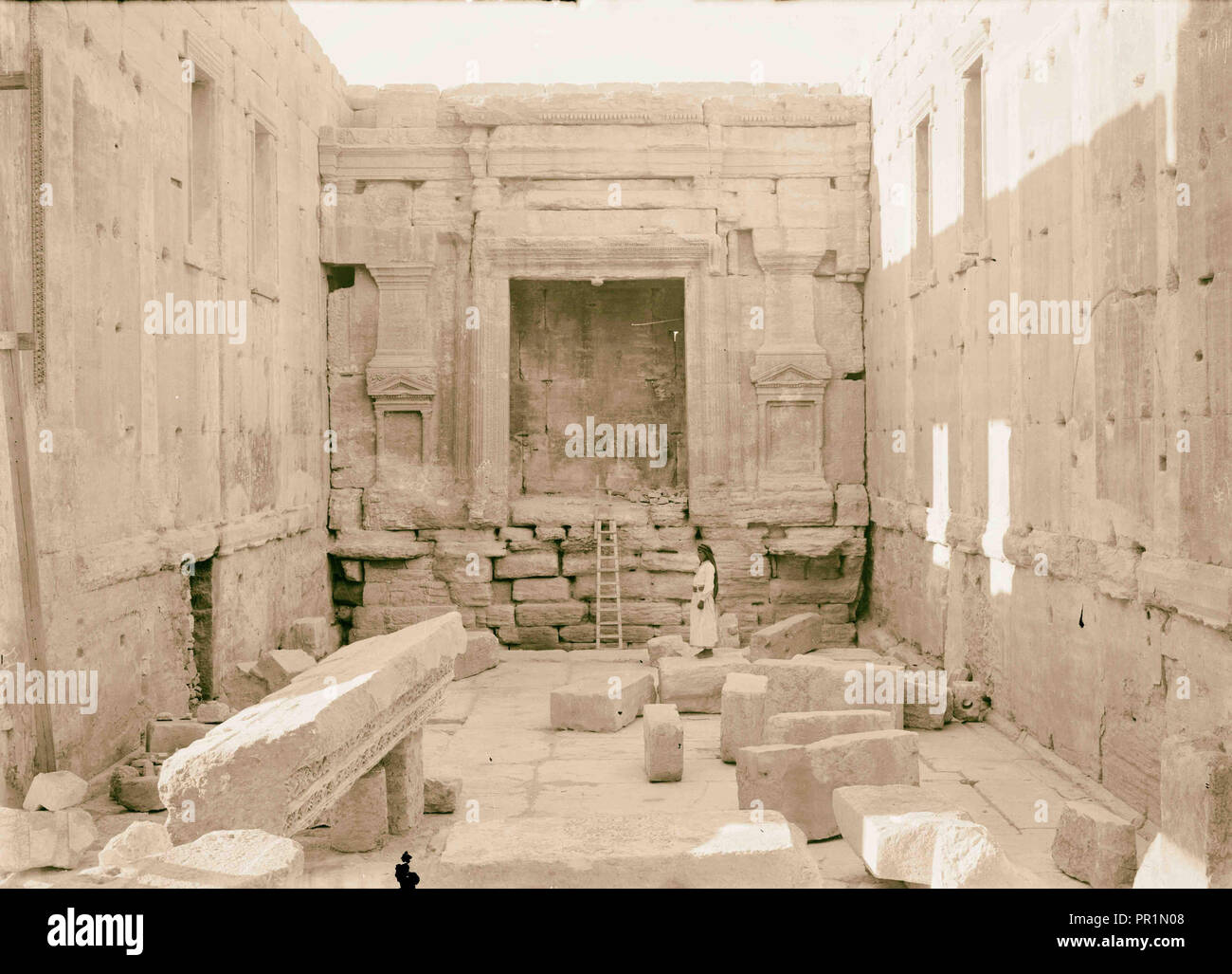 Syria. Palmyra. Inner part of the 'cella.' Temple Baal. Photograph shows the Temple of Bel. 1898, Syria, Tadmur Stock Photo