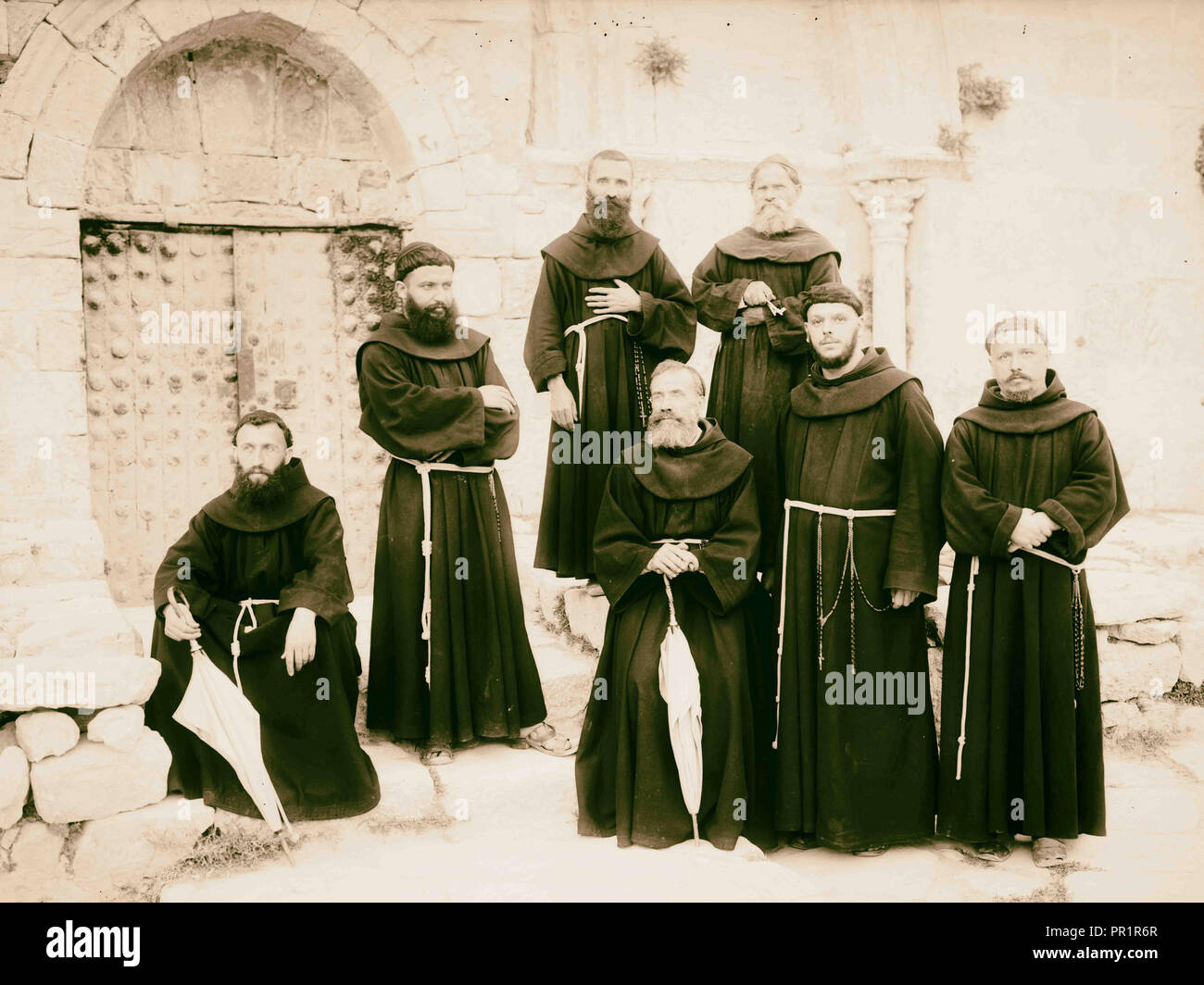 Franciscan monks American Colony, Jerusalem. 1898, Israel Stock Photo