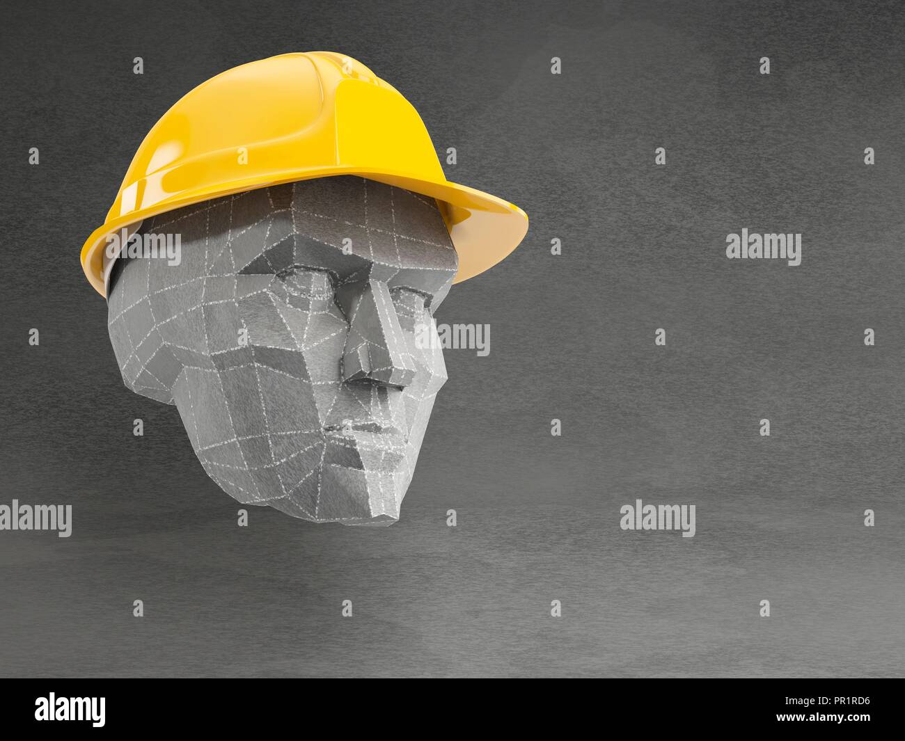 Head in hard hat, illustration Stock Photo - Alamy