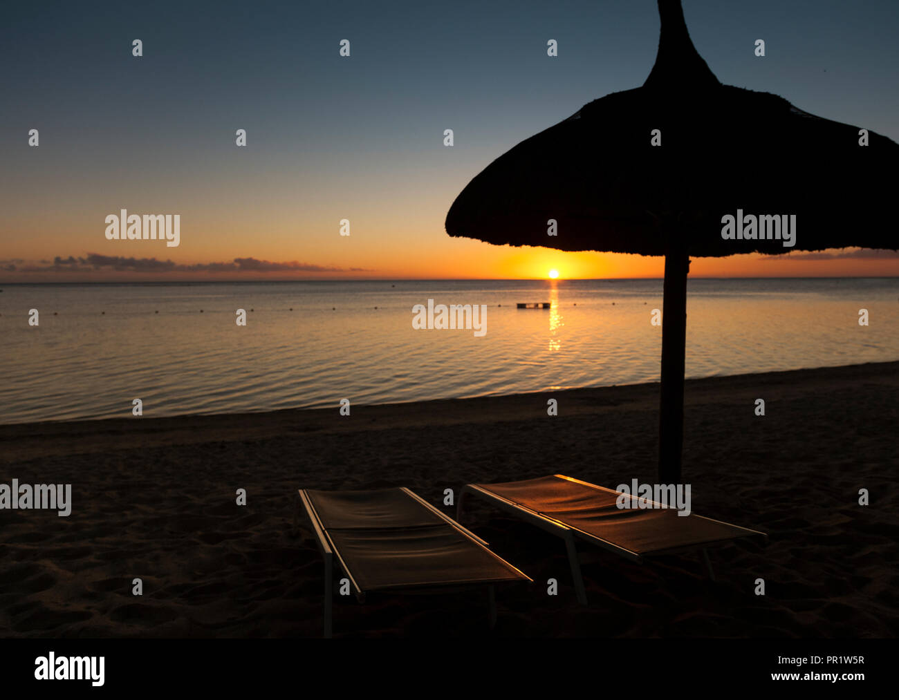 Sunset as seen from Sugar Beach resort, Flic en Flac, Mauritius Stock