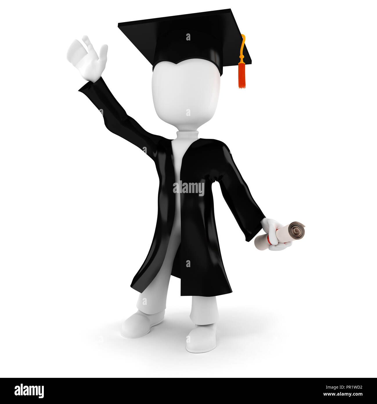 3d man student graduation Stock Photo