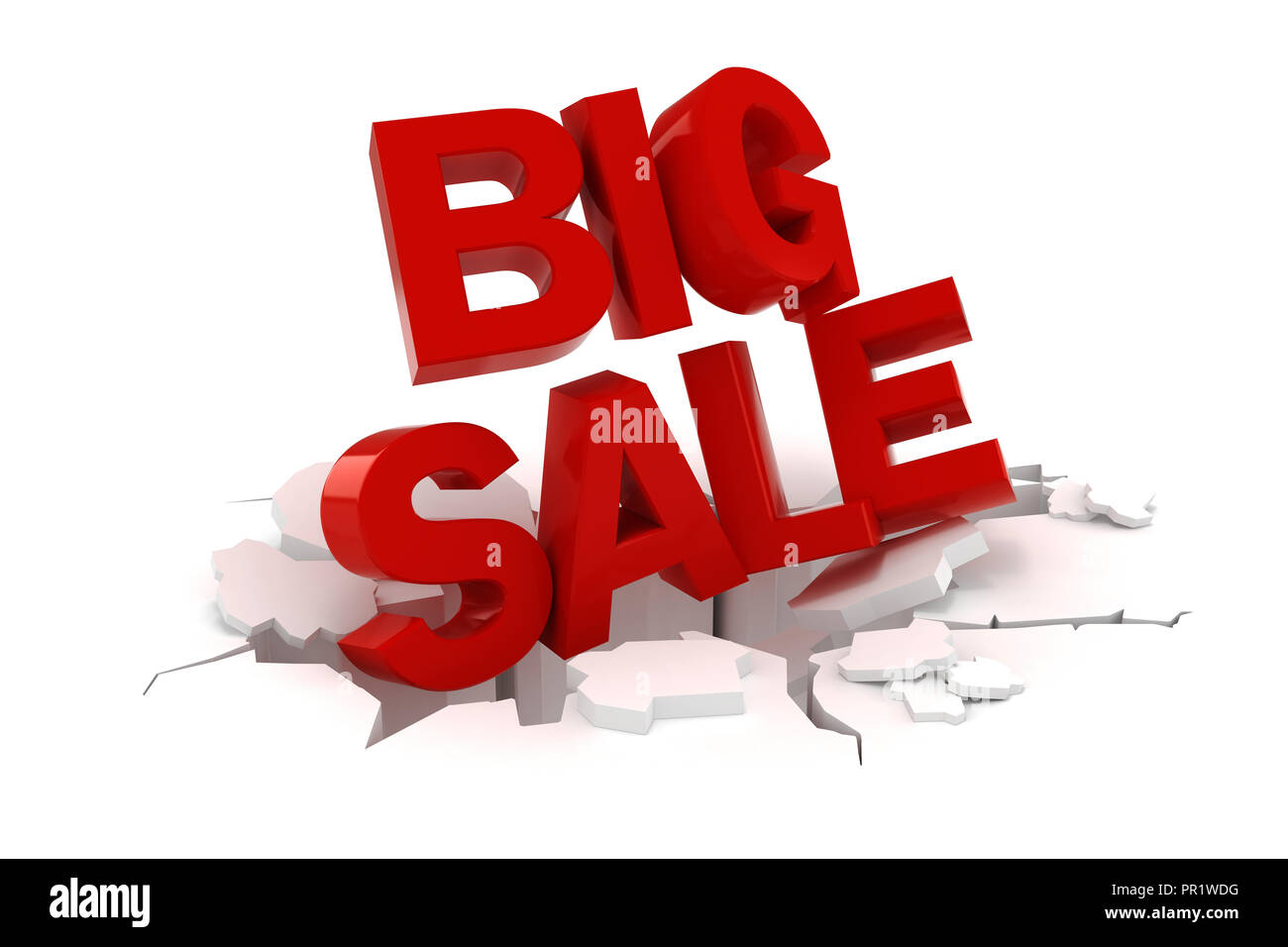 3d big sale text on white background Stock Photo