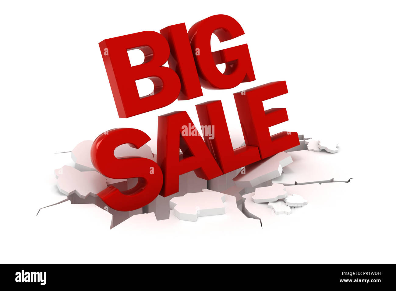 3d big sale text on white background Stock Photo