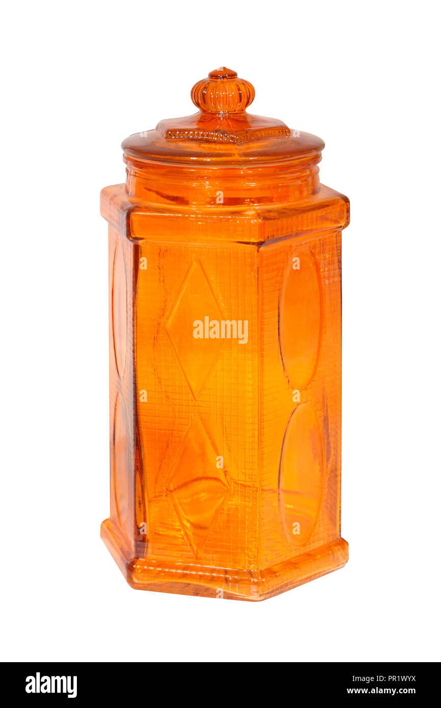 Orange pharmacy jar isolated included clipping path Stock Photo