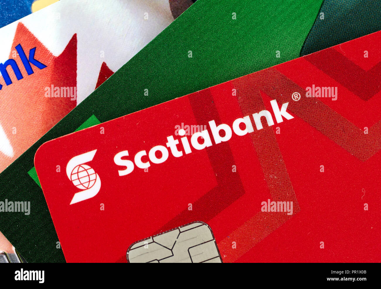 Montreal Canada September 21 2018 Scotiabank Credit Cards Close Up Picture The Bank Of Nova Scotia Is A Canadian Multinational Bank Stock Photo Alamy