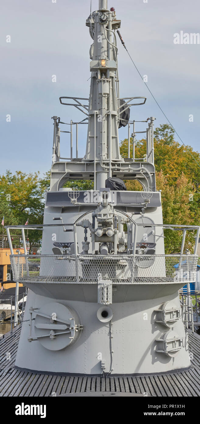 World War II Submarine U.S.S. Cod Memorial docked at North Coast Harbor Cleveland, Ohio USA