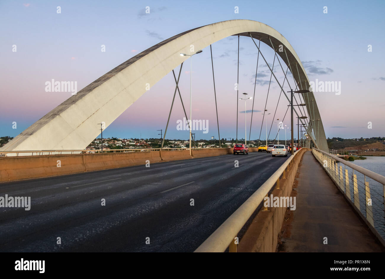 JK Bridge at sunset - Brasilia, Distrito Federal, Brazil Stock Photo