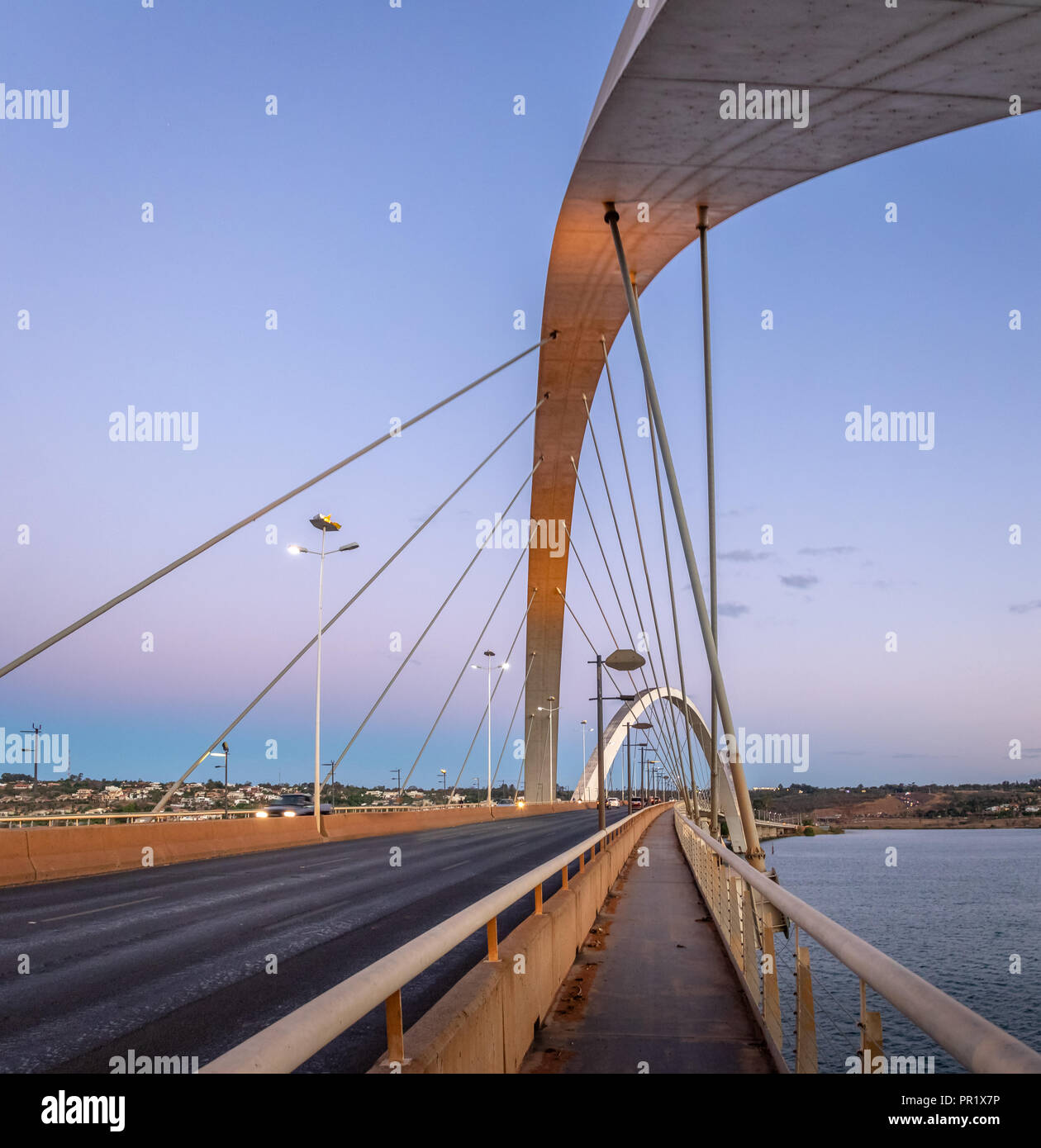 JK Bridge at sunset - Brasilia, Distrito Federal, Brazil Stock Photo