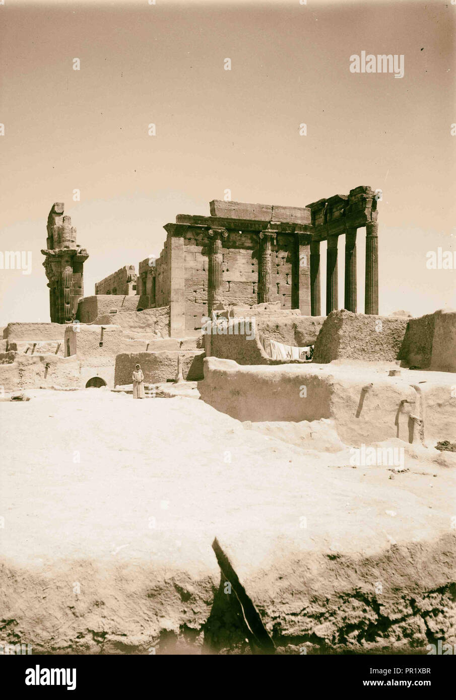 Temple of Baal.; southern front of the 'Cella'. 1898, Syria, Tadmur Stock Photo