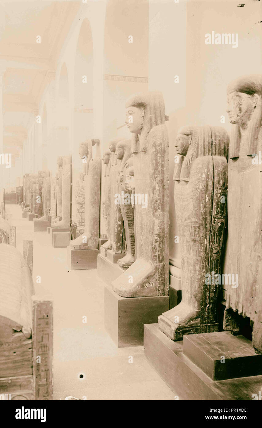 Egypt, mummy coffins in Cairo Museum. 1898, Egypt, Cairo Stock Photo