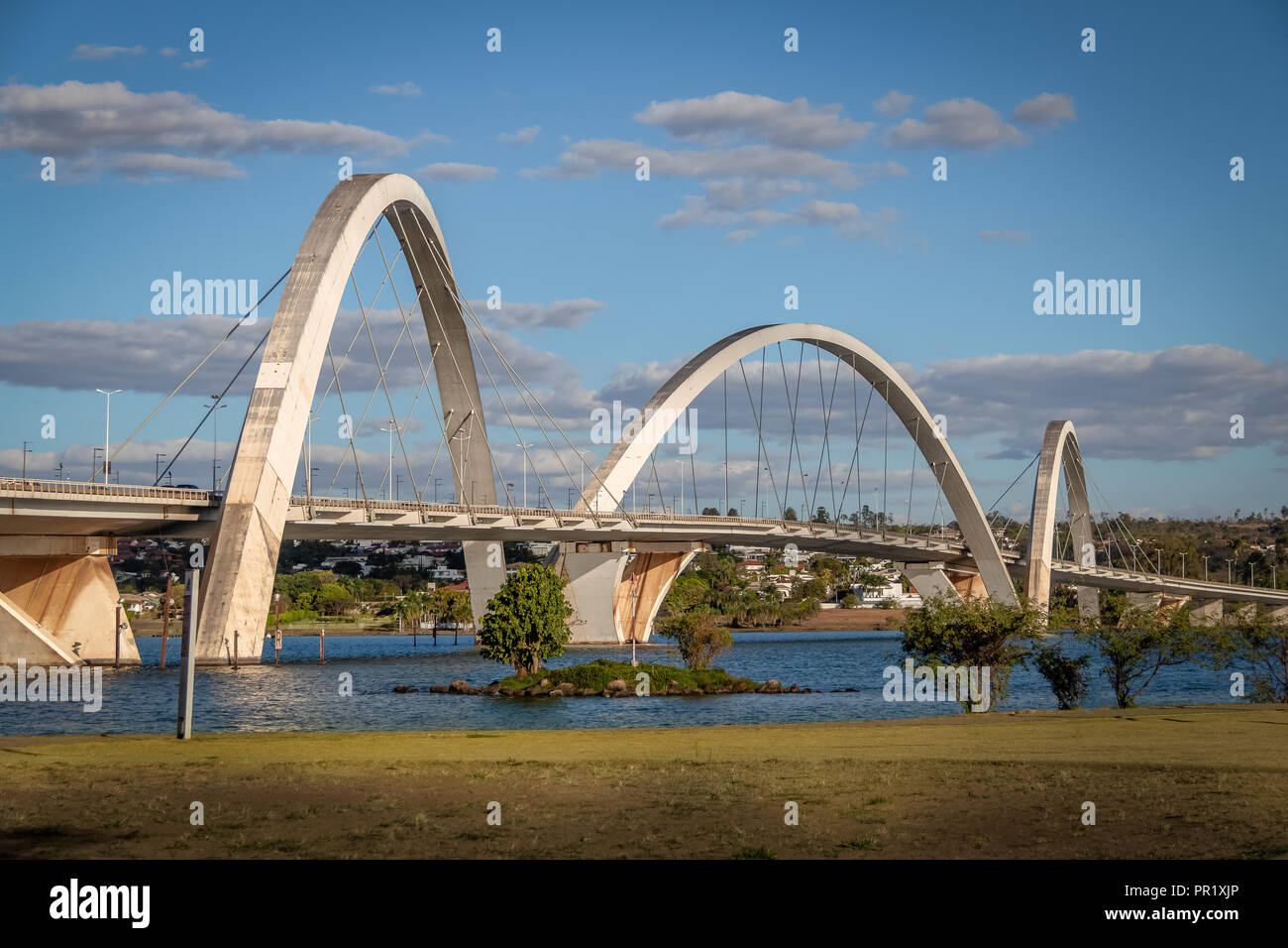 JK Bridge and Paranoa Lake - Brasilia, Distrito Federal, Brazil Stock Photo