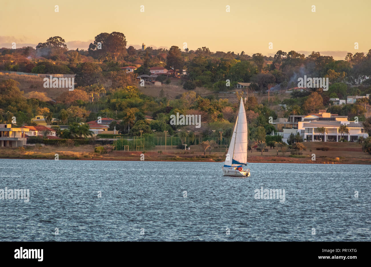 Sailboat at Paranoa Lake - Brasilia, Distrito Federal, Brazil Stock Photo