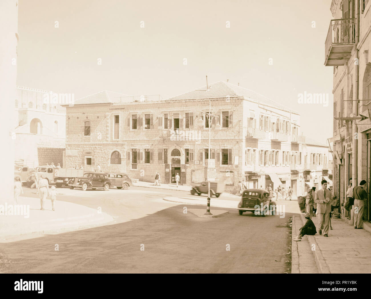 Y hostel, old post office bld'g. 1940, Jerusalem, Israel Stock Photo