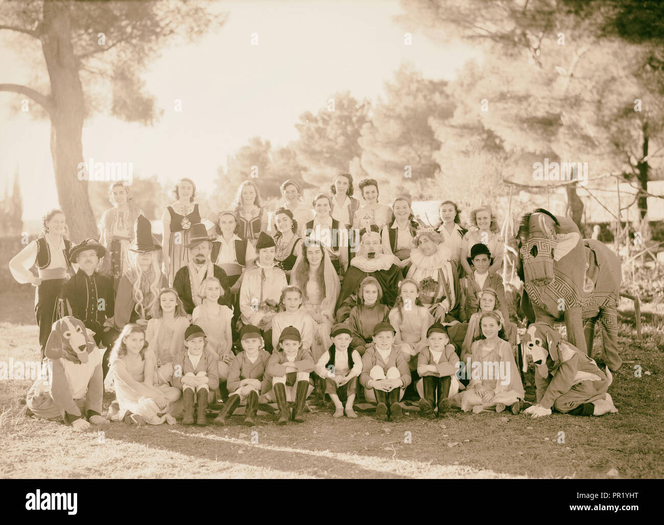 The pantomime group of the Jerusalem Dramatic Society. 1940, Jerusalem, Israel Stock Photo