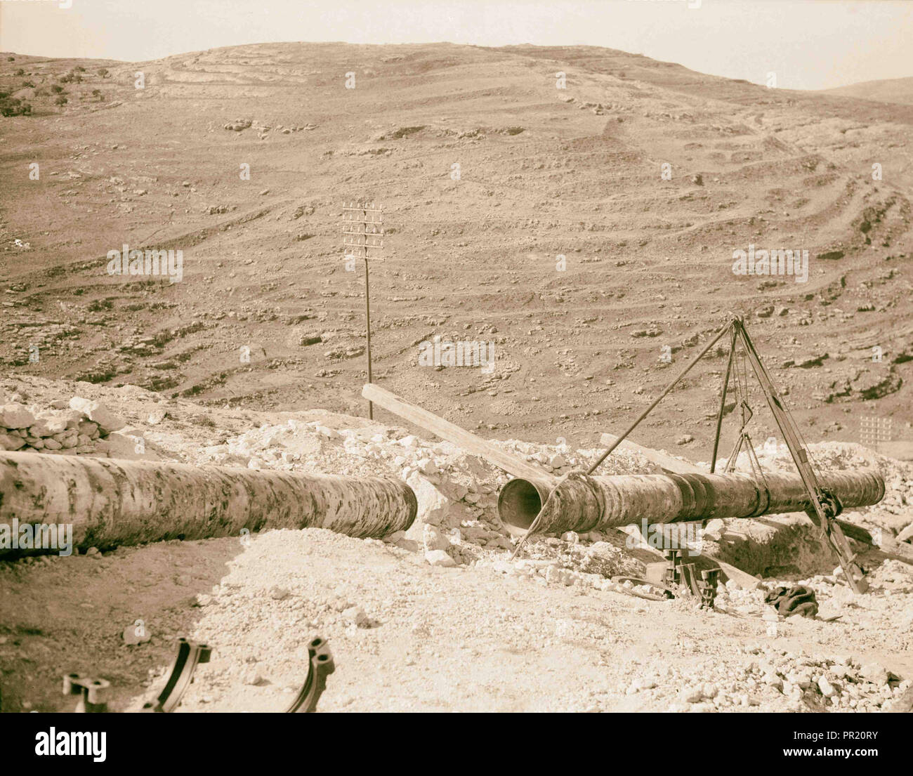 Jerusalem Water Works. Pipeline laying E. of Kulonia. 1934, Israel ...