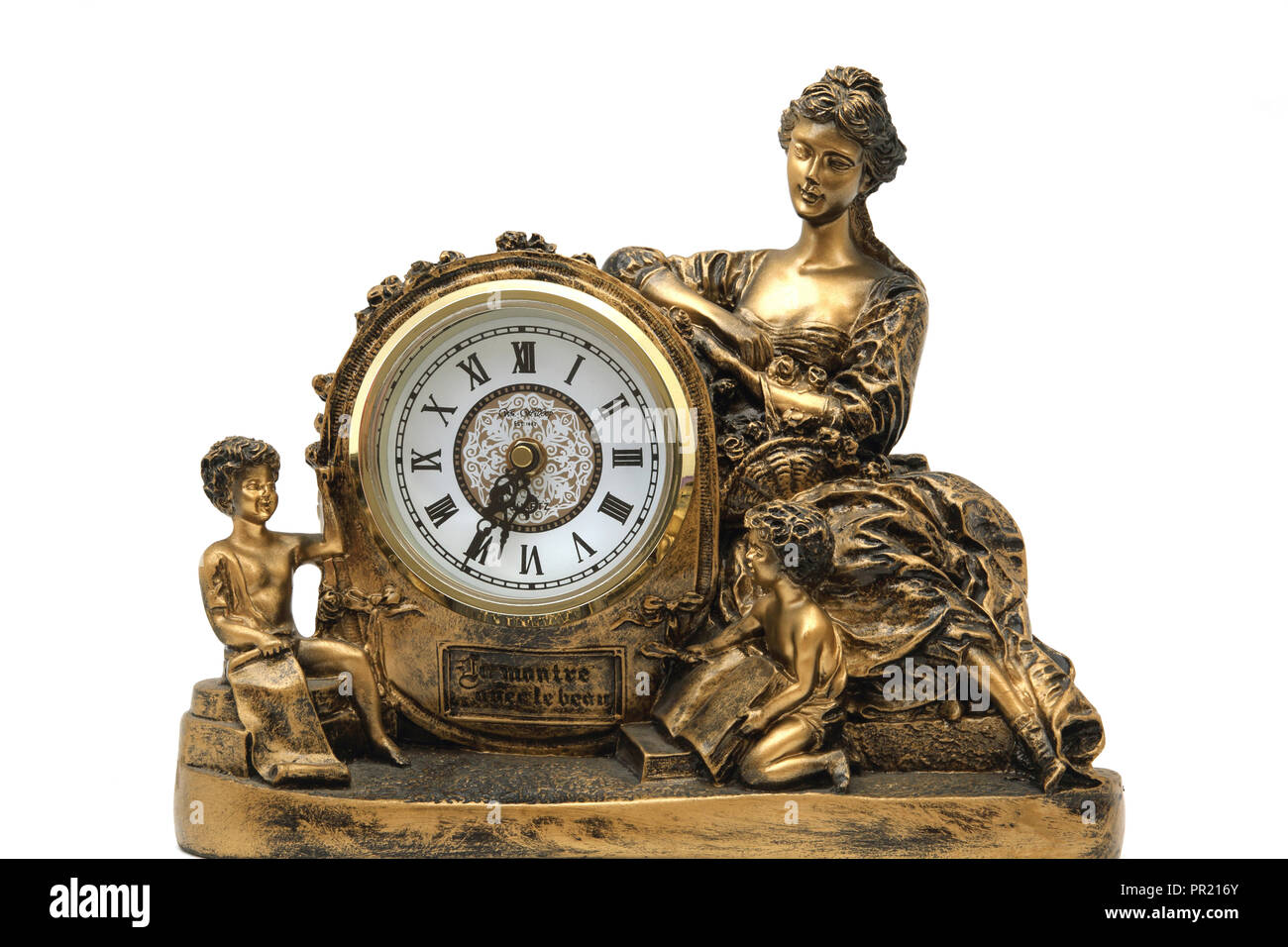 W.M Widdop Art Nouveau Style Gold Table Clock Stock Photo