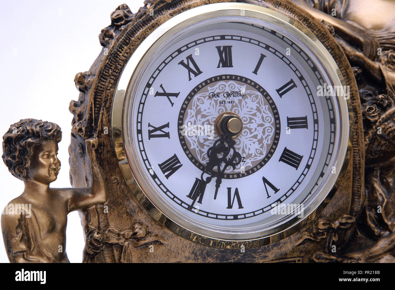 W.M Widdop Art Nouveau Style Gold Table Clock Stock Photo