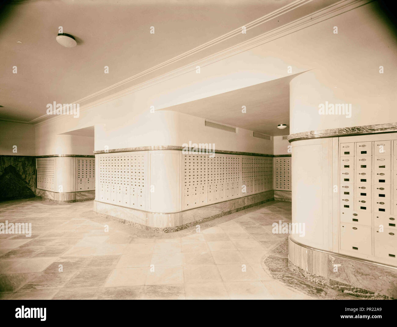 New general post office building in Jerusalem opened June 17 1938 by His Excellency New general post office Letter boxes section Stock Photo