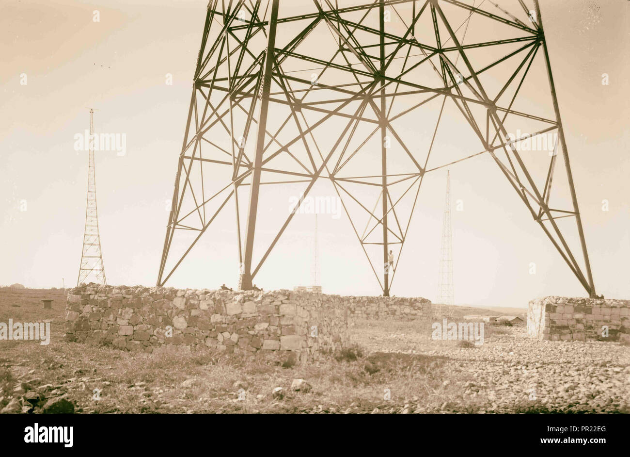 Radio masts, Ramallah Radio masts & station 1934, West Bank, Rām Allāh Stock Photo