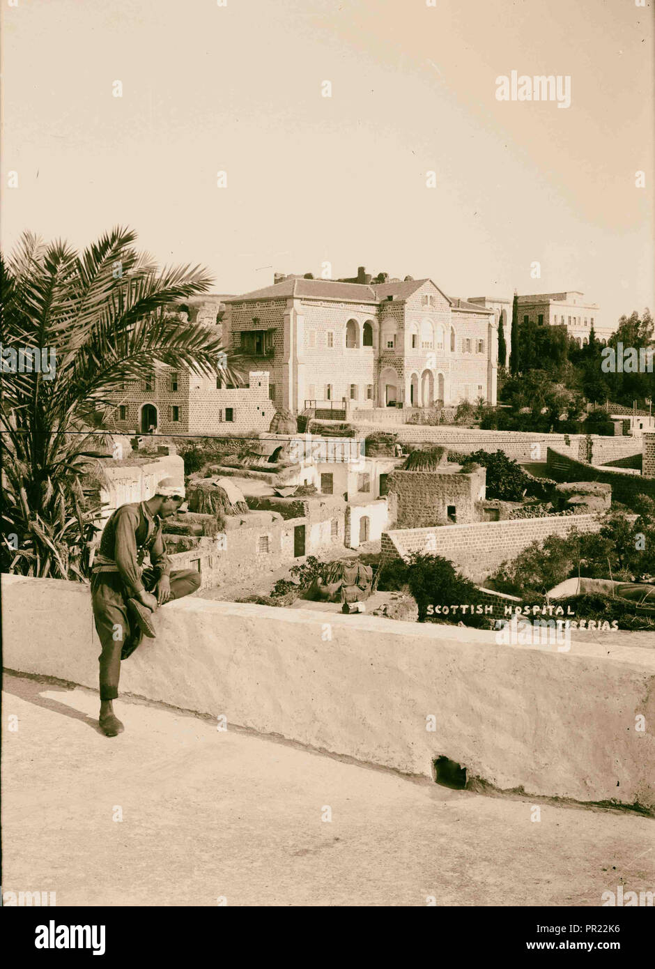 Scots Mission Hospital, Tiberias (Torrance). Scene from porch of doctor's house. 1934, Israel, Tiberias Stock Photo