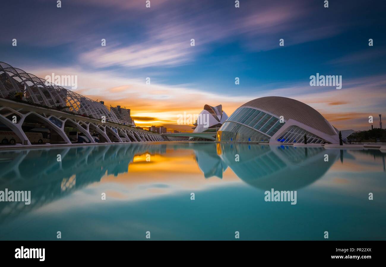 City of arts and science - Valencia during Sunset Stock Photo