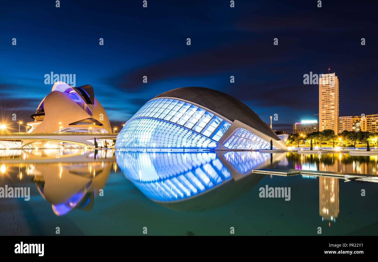 City of Arts and Sciences - Valencia at night Stock Photo