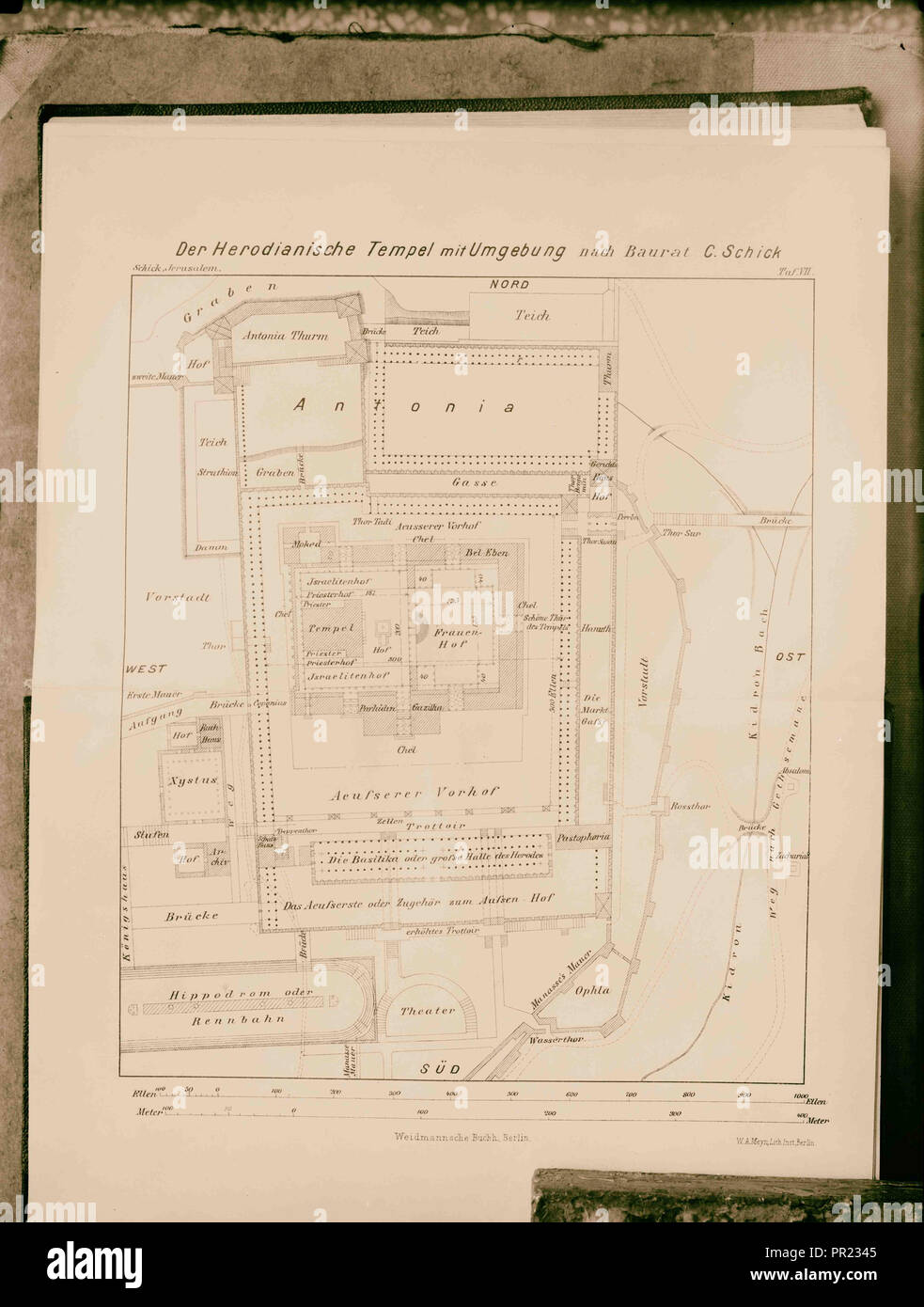 Ground plan of Herod's Temple & environment according to Dr. Schick. 1934, Jerusalem, Israel Stock Photo