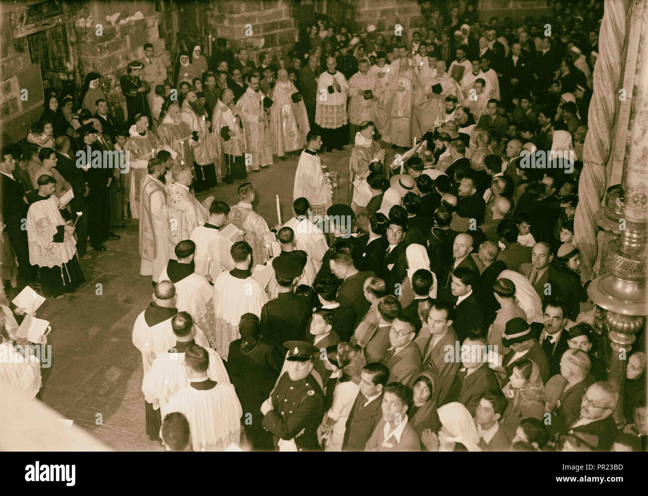 Calendar of religious ceremonies in Jerusalem Easter period 1941 1941, Jerusalem, Israel Stock Photo