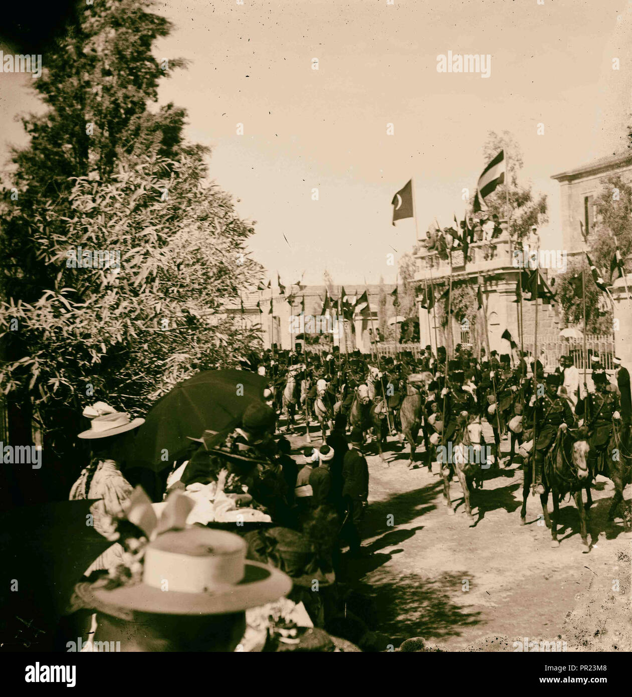 State visit to Jerusalem of Wilhelm II of Germany in 1898 General view of street procession. 1898, Jerusalem, Israel Stock Photo