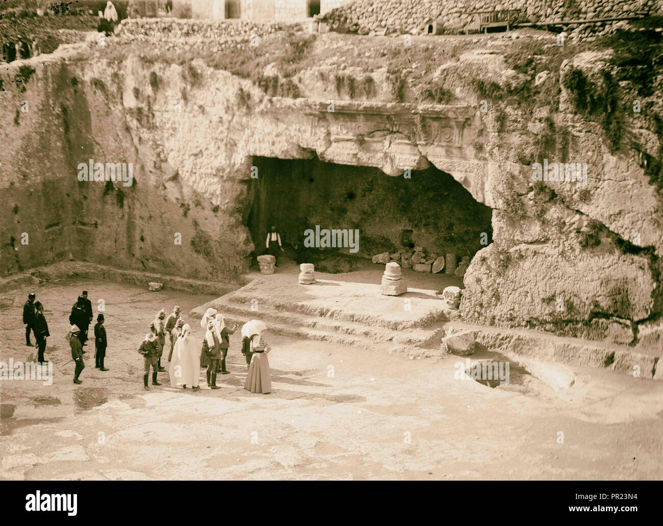 State visit to Jerusalem of Wilhelm II of Germany in 1898 Emperor and Empress at entrance to Tomb of Kings. 1898, Jerusalem Stock Photo