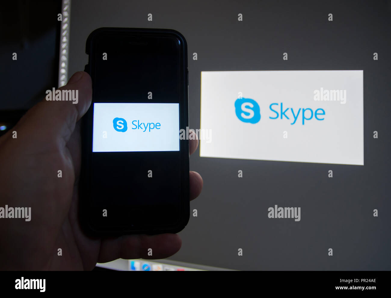 Skype app and logo Stock Photo