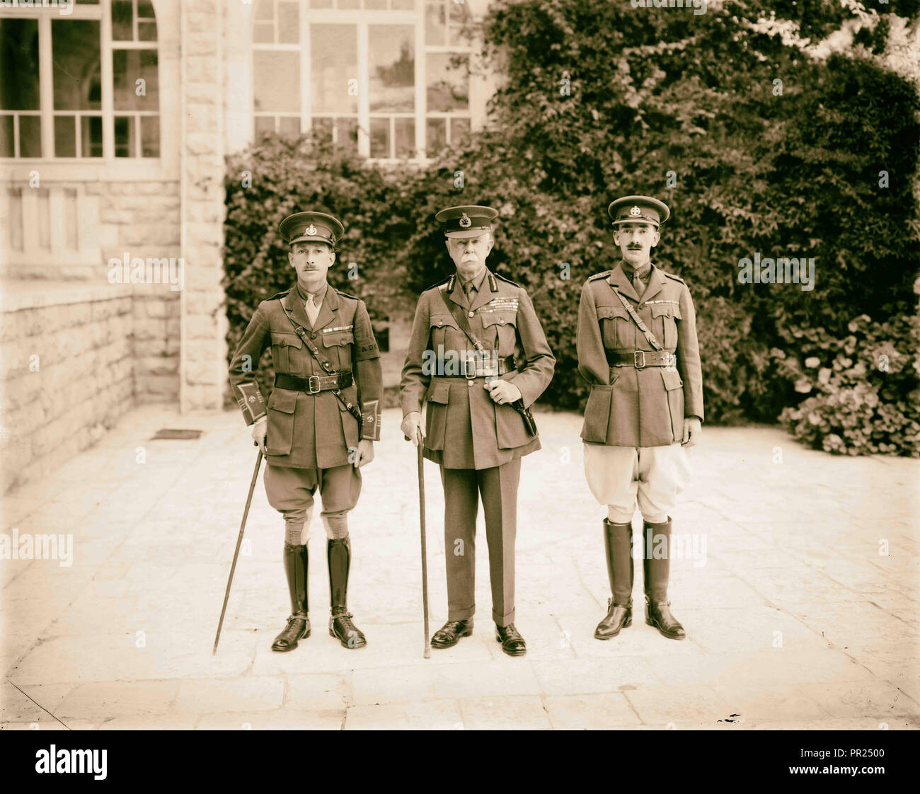 Lord Plumer & 2 officers. 1925, Jerusalem, Israel Stock Photo